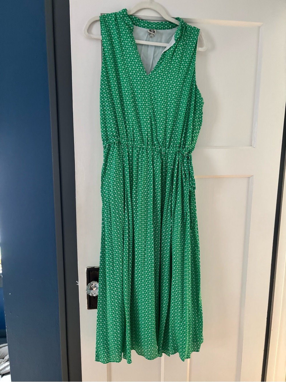 Anne Klein Green Sleeveless Midi Dress with Microprint